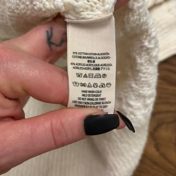 Free People Cream V-Neck Sweater - Picture 8 of 9